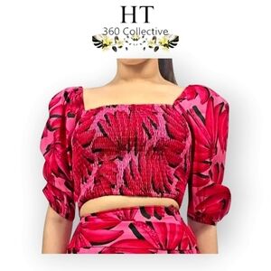 Nordstrom HT360 Collective Banana Print Puff Sleeve Top Size M NWOT